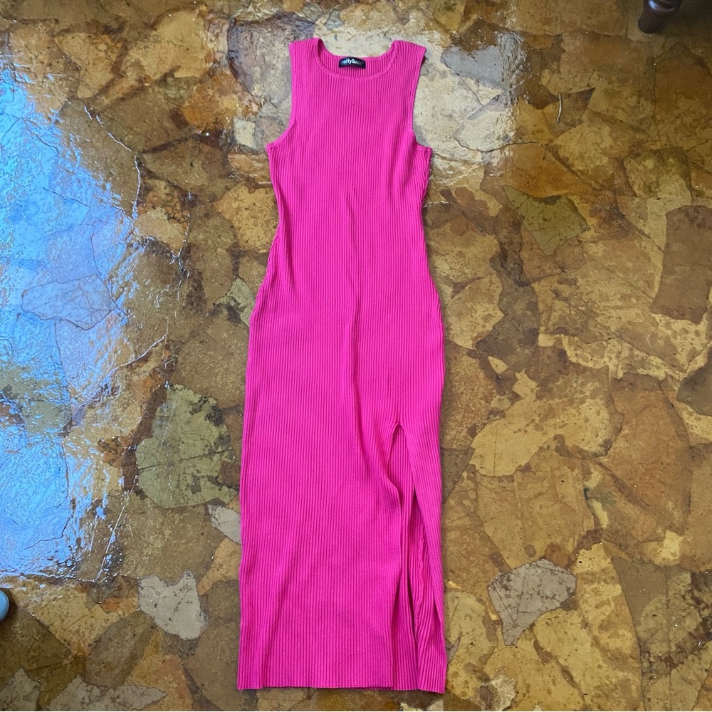 Women's Pink sleeveless Ribbed dress